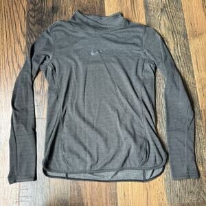 Nike AeroReact Running Top Womens M Gray Long Sleeve Mock Neck Reflective